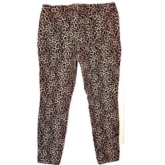 INC Skinny Jeans Womens 16 Cheetah Print Stretch 5-Pocket Denim Copper Button - Picture 13 of 16